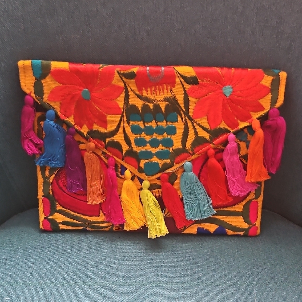 Colorful Tassel Clutch